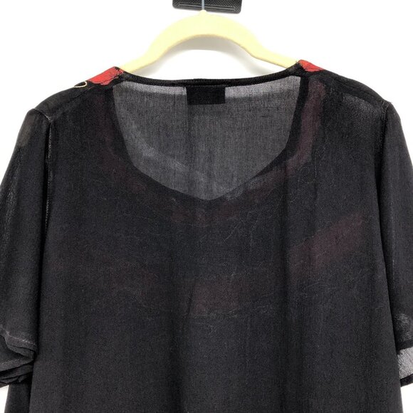 Shiva Fashions Rayon Black & Red High Low Hindi-style Tunic Blouse OS - Picture 10 of 15